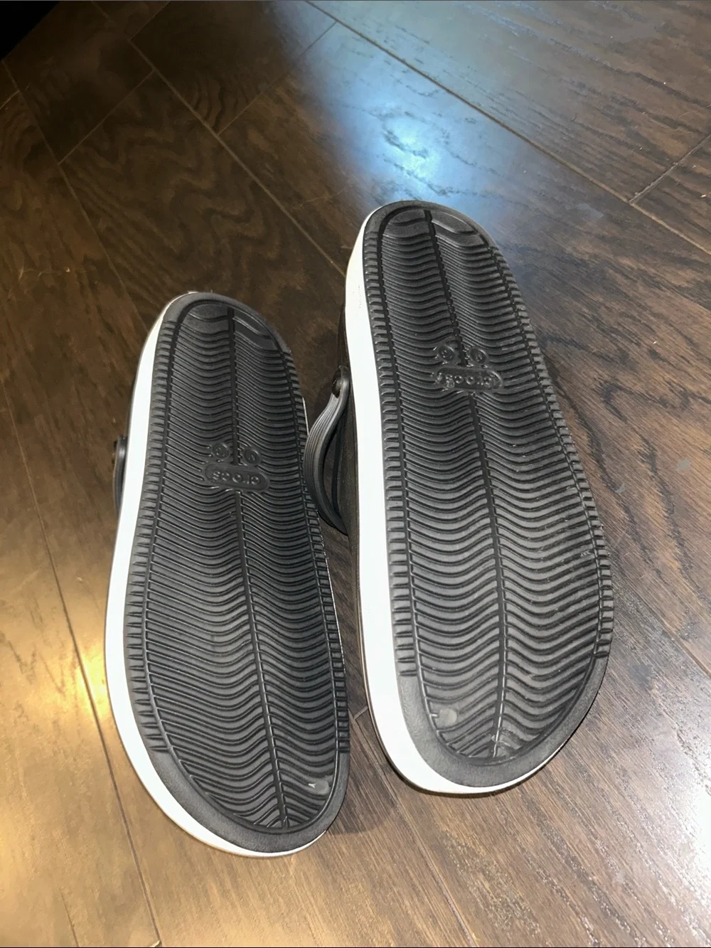 CROCS Off Court Black Clog Sandals with White Trim